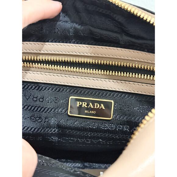 Prada Milano Beige Leather Logo Embossed Camera Crossbody Bag - Picture 12 of 15